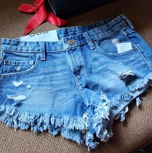 NWT Topshop Blue Distressed Jean Shorts